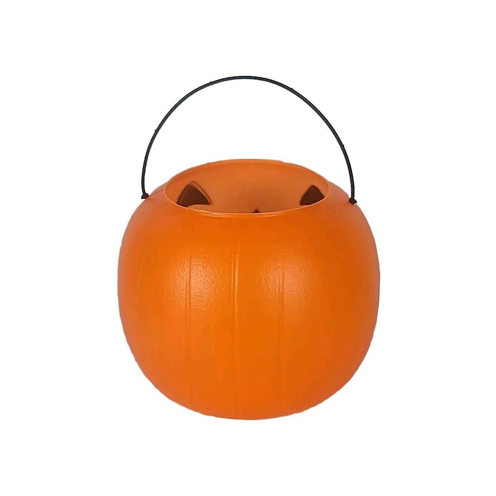 Jack-O-Lantern 8" Halloween Bucket for Trick Or Treat - Blow Mold - Made In USA - Picture 4 of 8